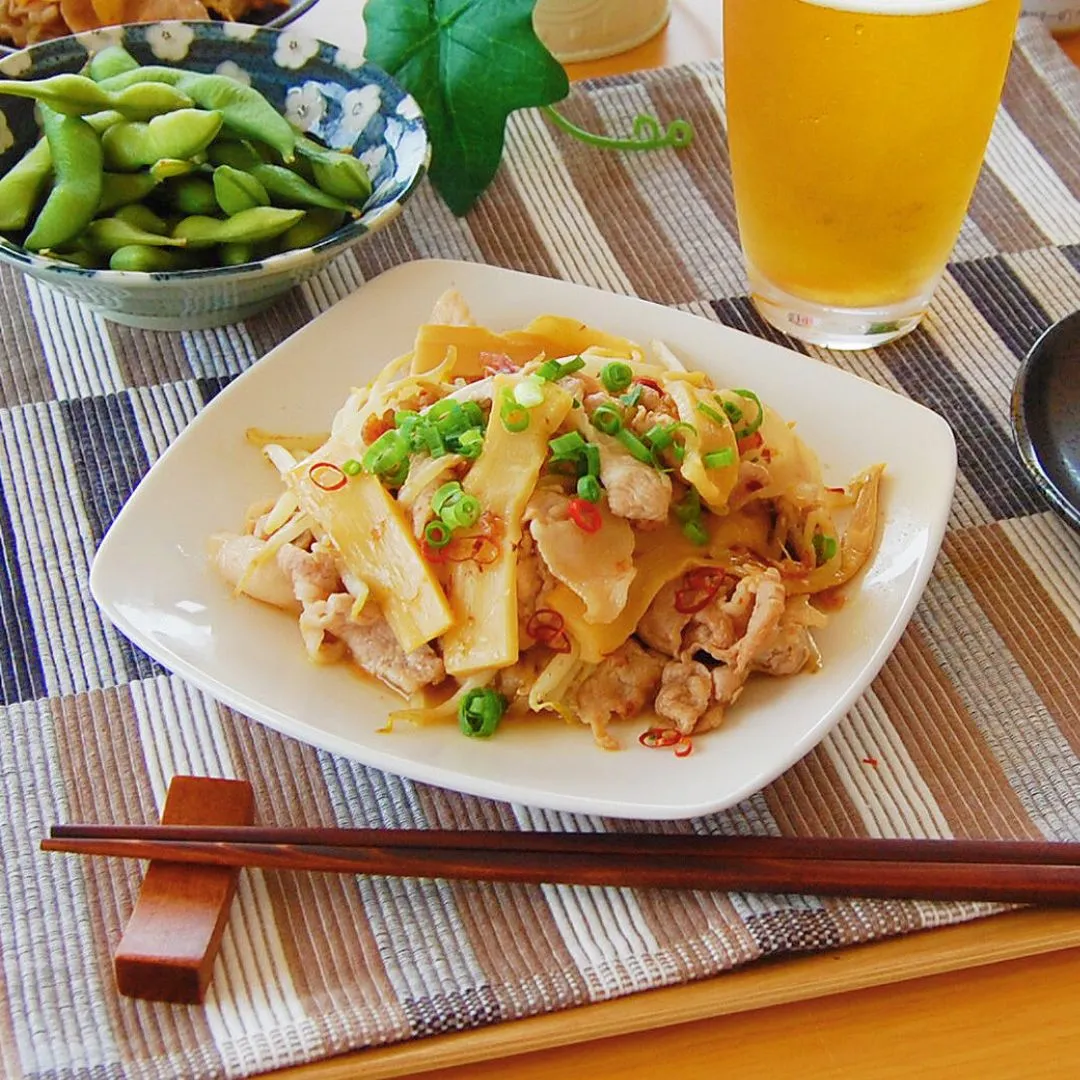 豚メンマもやし炒め