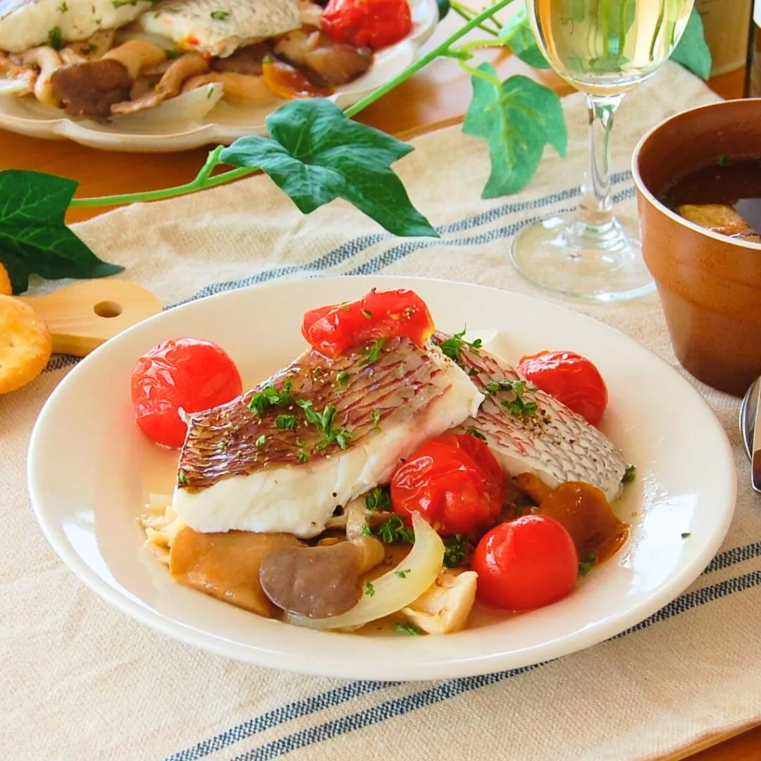 鯛ときのこミックスの白ワイン蒸し