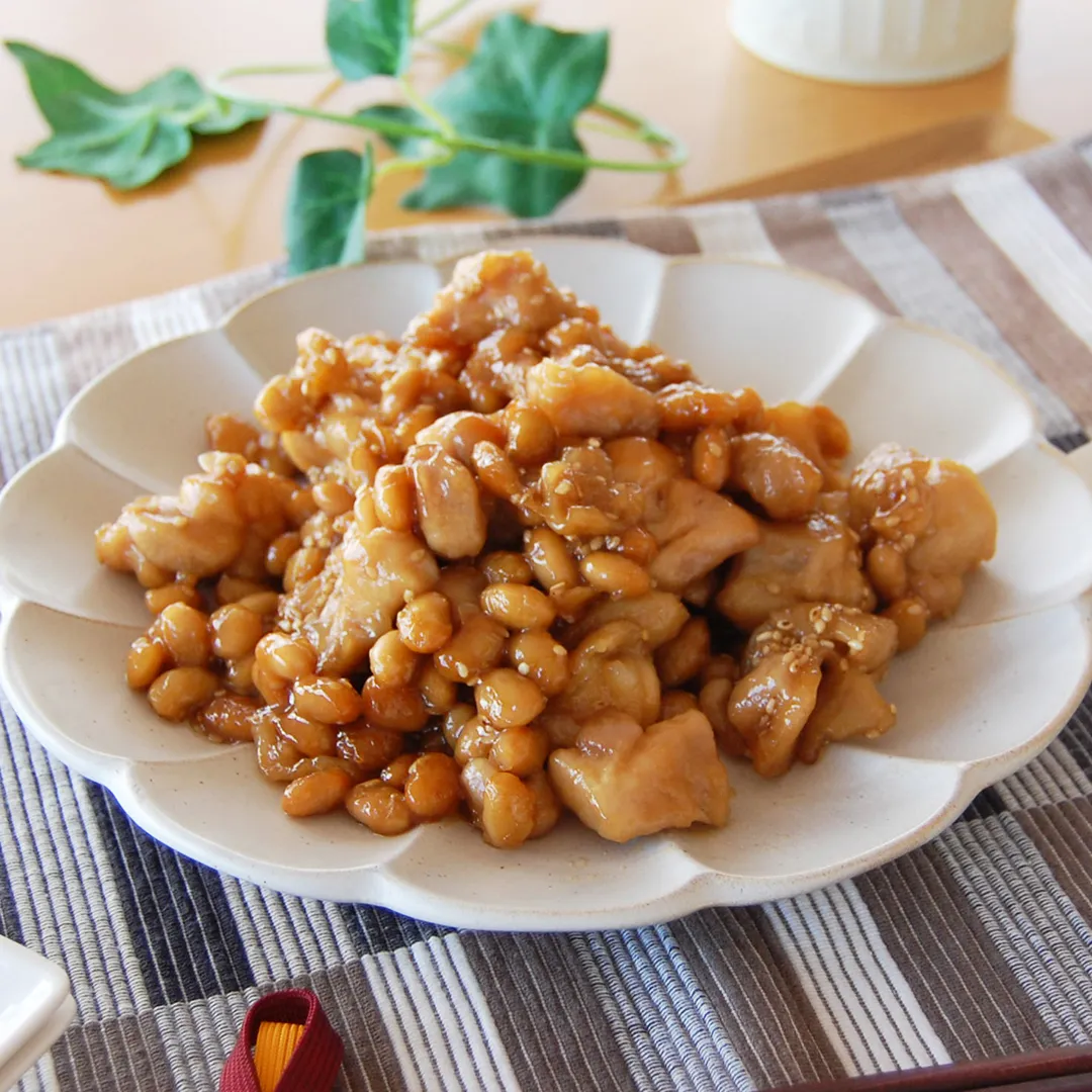 大豆と鶏肉の甘辛炒め
