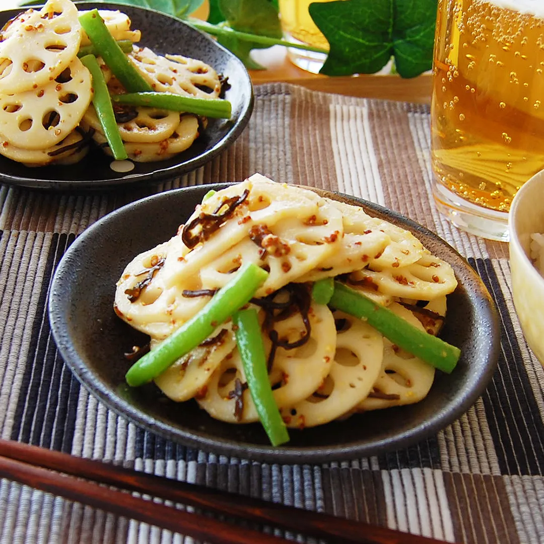 れんこんの塩昆布マスタード和え