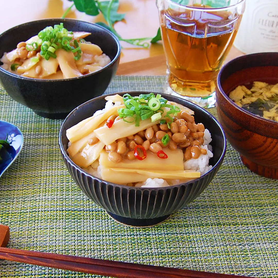 納豆とピリ辛メンマのコンビ丼
