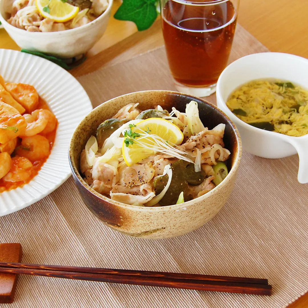 豚バラとザーサイの時短丼